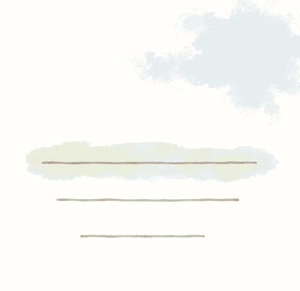 屋主画稿：刷刷闪卡正面，淡蓝水彩云和三道横线